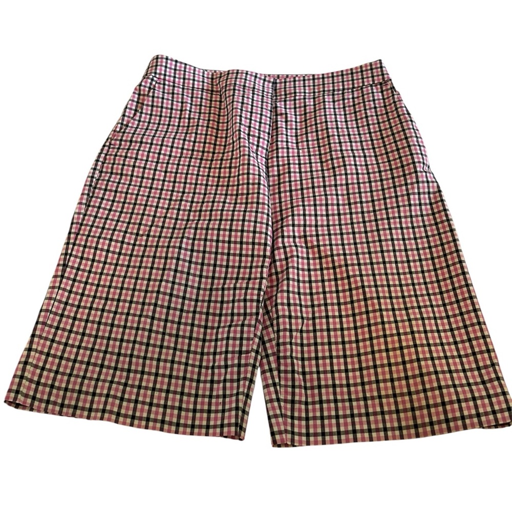 Jones New York Sport Pink & Navy Plaid Women Bermuda Shorts
